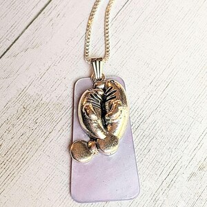 Manatee with Calf Tag necklace, Silver - 30 inch - - LadybugfeetDesigns -