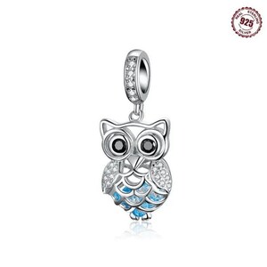 Pretty Owl Sterling Silver Toggle Charm Necklace, 20 inches - - LadybugfeetDesigns -