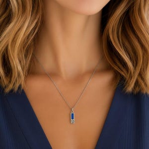Blue Tag Necklace, 20 inches - Silver - - LadybugfeetDesigns -