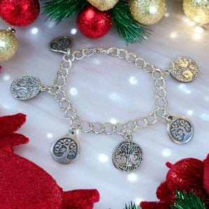 Silver Tree of Life Charm Bracelet - - LadybugfeetDesigns -