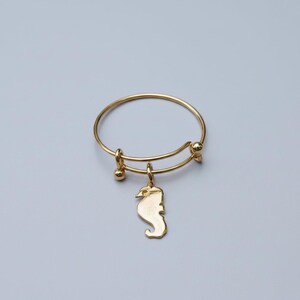Tiny Seahorse Dangle Adjustable Charm Ring- Gold - - LadybugfeetDesigns -