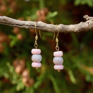 Opal Beaded Hook Earrings, Gold - - LadybugfeetDesigns -