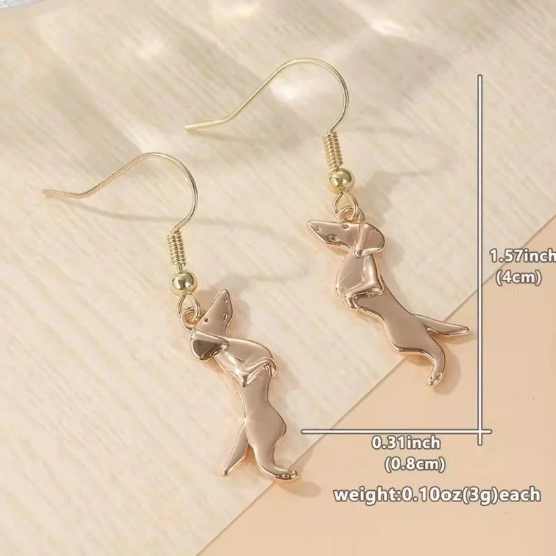 Gold Dachshund earrings - - LadybugfeetDesigns -