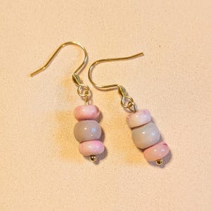 Opal Beaded Hook Earrings, Gold - - LadybugfeetDesigns -