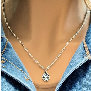 Tree of Life Drop Necklace, Silver - 20 inch - - LadybugfeetDesigns -