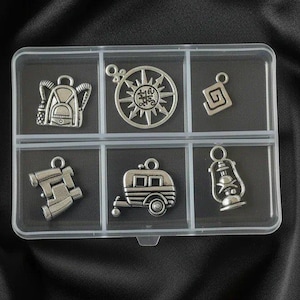 Happy Camper Mini Charm Box - 6 pc., Silver - - LadybugfeetDesigns -