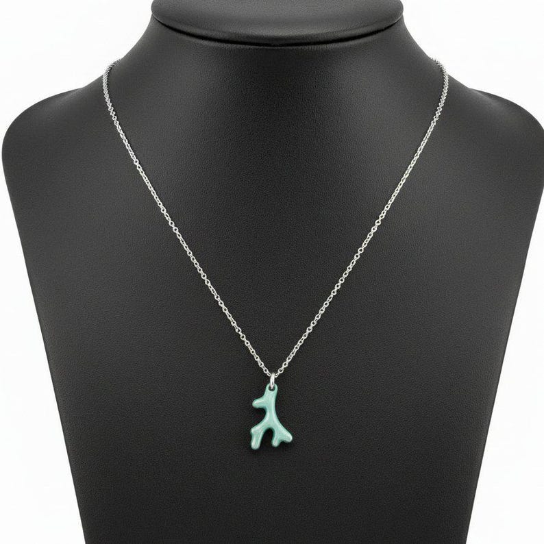 Aqua Blue Coral necklace, Silver - 18- 24 inch - - LadybugfeetDesigns -