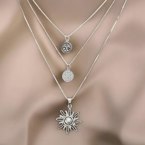 Energy, Power, Positivity Layered Necklace Set, Silver - - LadybugfeetDesigns -