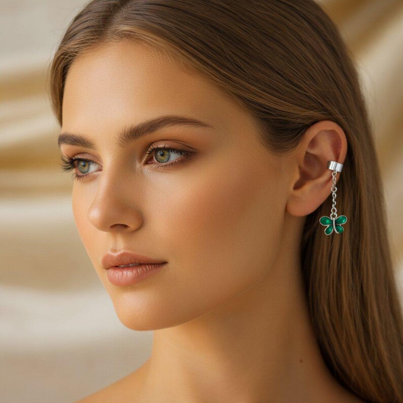 BUTTERFLY Ear cuff, silver - - LadybugfeetDesigns -