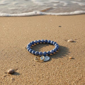 The Beach is my Happy Place Beaded Stretch Bracelet - - LadybugfeetDesigns -