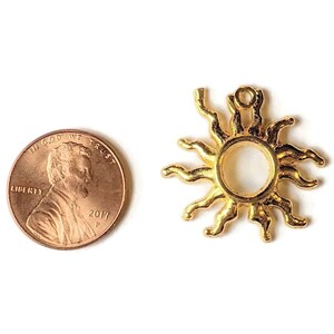 Gold Large Open Celestial Sun Charm Pendant - - LadybugfeetDesigns -