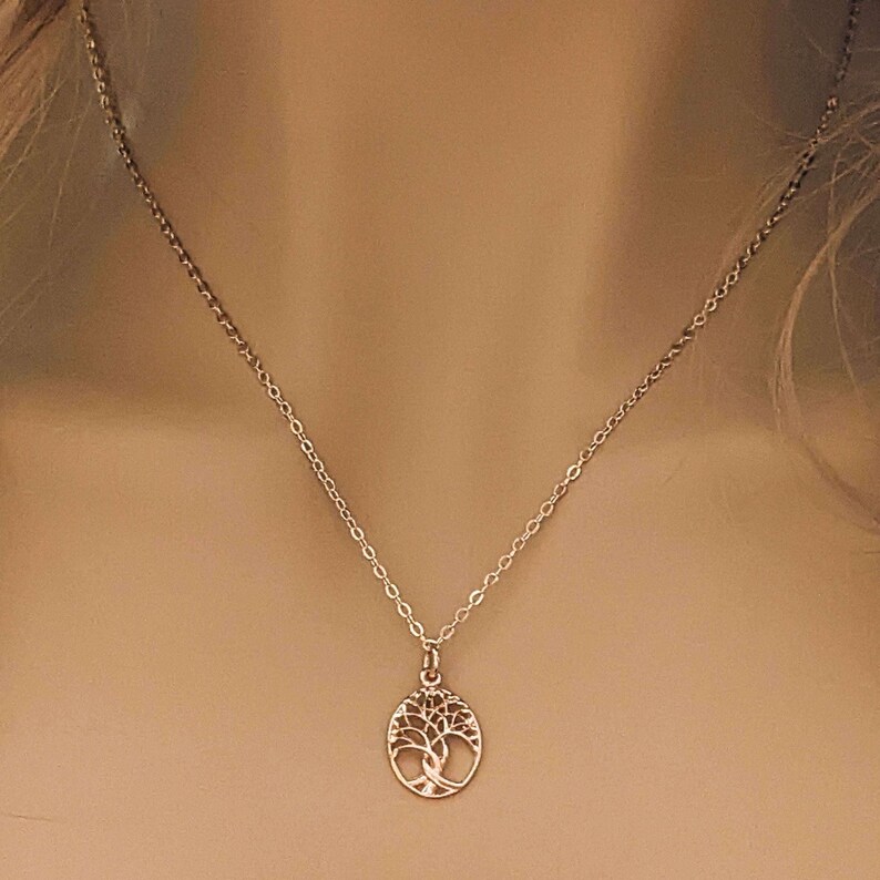 Tree of Life Rose Gold necklace earrings set,18 inch - - LadybugfeetDesigns -
