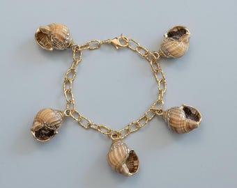 Chunky Conch Shell Charm Bracelet, Gold