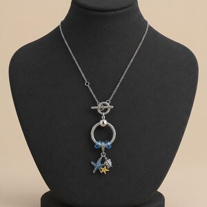 Sea Life Sterling Silver Toggle Charm Necklace, 20 inches - - LadybugfeetDesigns -