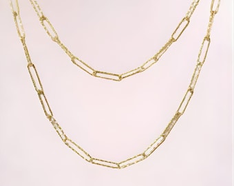 Diamond Cut Paperclip Chain necklace, Gold - 18- 24 inch