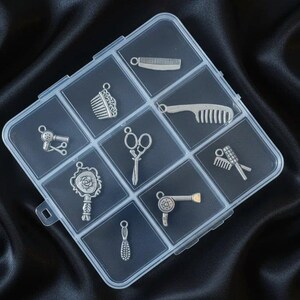 Hair Dresser Charm Box - 9 pc., Silver - - LadybugfeetDesigns -
