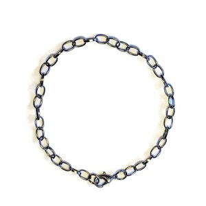 Black Steel Oval Link Charm Bracelet Base - D.i.y. - Build Your Charm Bracelet! - - LadybugfeetDesigns -