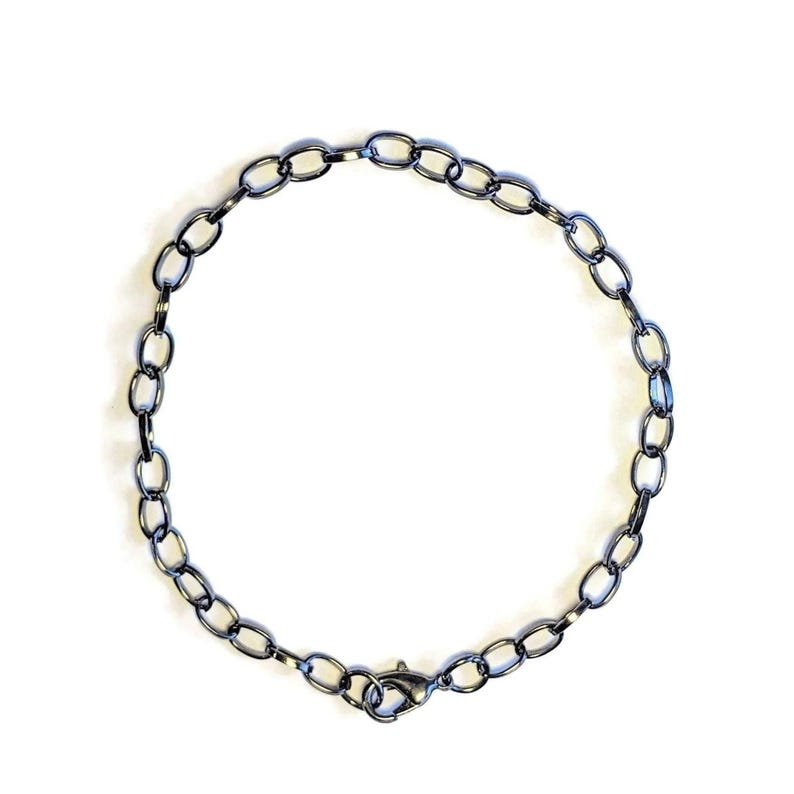 Black Steel Oval Link Charm Bracelet Base - D.i.y. - Build Your Charm Bracelet! - - LadybugfeetDesigns -