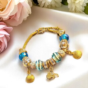 Whale Tail European beaded bracelet - Gold - - LadybugfeetDesigns -