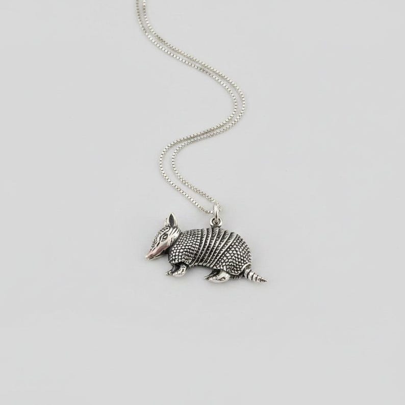 Armadillo Pendant charm necklace, Sterling Silver - 22 inch - - LadybugfeetDesigns -