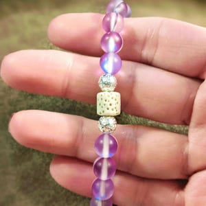 Iridescent Purple Mystic Aura Quartz Gemstone Diffuser bracelet - - LadybugfeetDesigns -