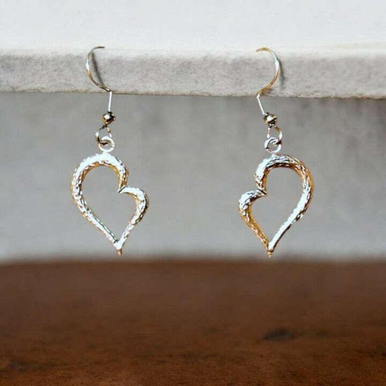 Silver Art Deco Heart dangle earrings