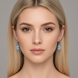 Blue Sea Snail Hoop Earrings, Silver - 16mm - - LadybugfeetDesigns -