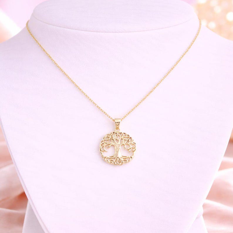 Tree of Life necklace, Gold- 20 inch - - LadybugfeetDesigns -