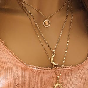 CZ Zodiac Symbol Necklace, Gold - 18 inch - - LadybugfeetDesigns -