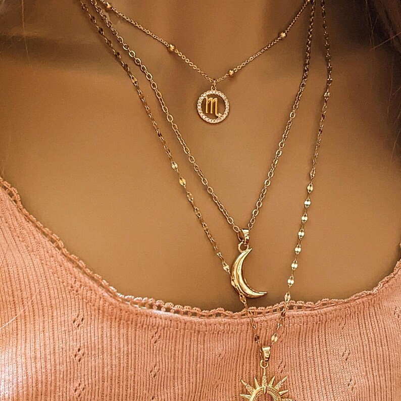 CZ Zodiac Symbol Necklace, Gold - 18 inch - - LadybugfeetDesigns -