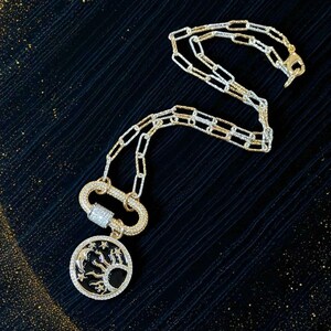Black Enamel Celestial Pendant Carabiner Necklace, Gold/Silver - 20 inch - - LadybugfeetDesigns -