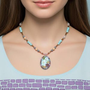 Cobblestone Pond Beaded Necklace / Earring Set, 22 inch - - LadybugfeetDesigns -