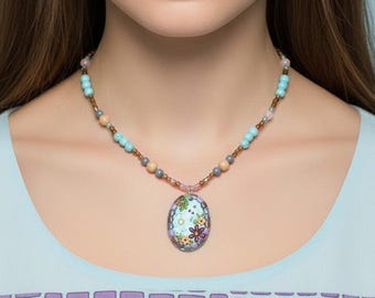 Cobblestone Pond Beaded Necklace / Earring Set, 22 inch
