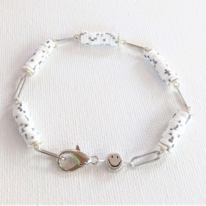 Salt & Pepper Smiley Stainless Steel Paperclip Chain Bracelet - - LadybugfeetDesigns -