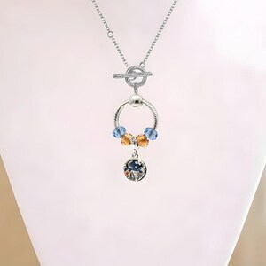 Sleeping Under the Stars Sterling Silver Toggle Charm Necklace, 20 inches - - LadybugfeetDesigns -