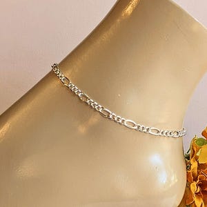 Silver Figaro Chain Anklet - - LadybugfeetDesigns -