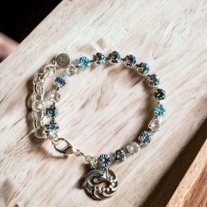 Koi Pendant Faceted Crystal Bracelet, Silver - - LadybugfeetDesigns -