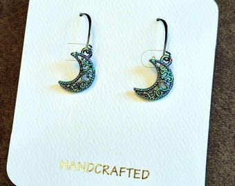 Fancy Crescent Moon Earrings