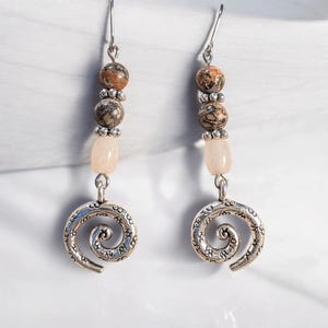 Opal, Jasper Swirl Earrings - - LadybugfeetDesigns -