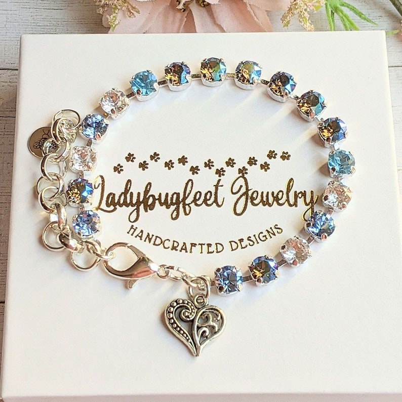 Fancy Filigree Heart Faceted Crystal Bracelet