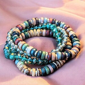 Multi Colored Stretch Bracelet Stack - - LadybugfeetDesigns -
