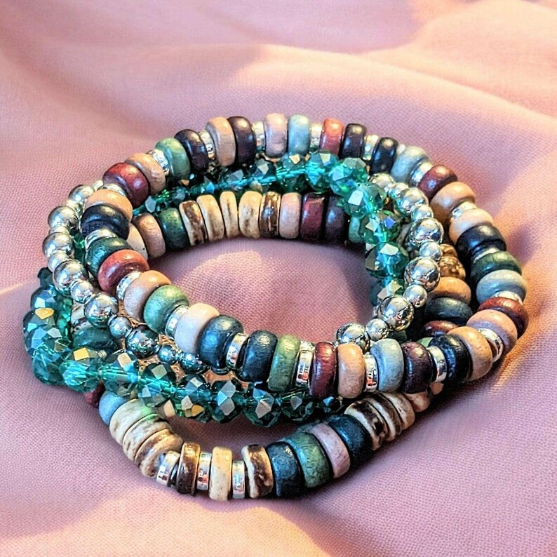 Multi Colored Stretch Bracelet Stack - - LadybugfeetDesigns -
