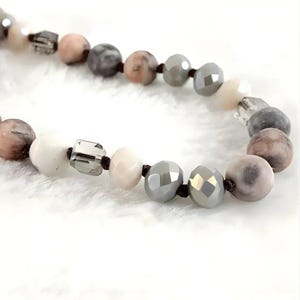 Pink Zebra Jasper Semi-Precious Gemstone Necklace - 60 inch - - LadybugfeetDesigns -