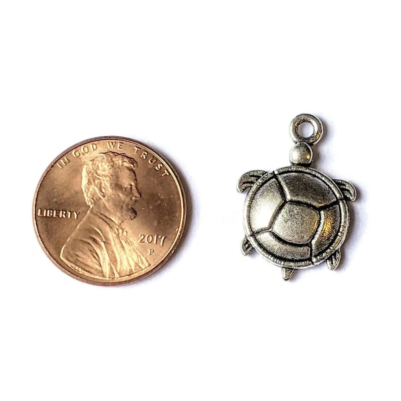 Silver Round Turtle/Tortoise Charm - - LadybugfeetDesigns -