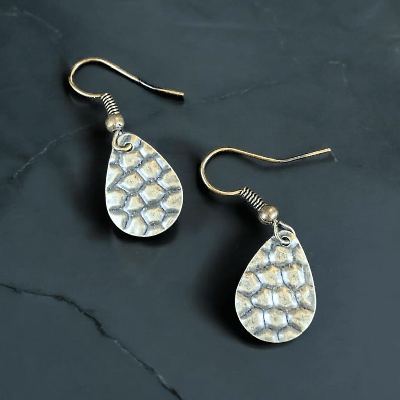 Antique Bronze Crocodile Tears Earrings - - LadybugfeetDesigns -