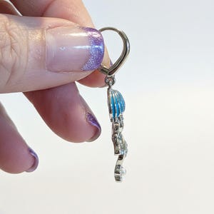 Jellyfish Huggie Hoop earrings, Silver - 15mm - - LadybugfeetDesigns -