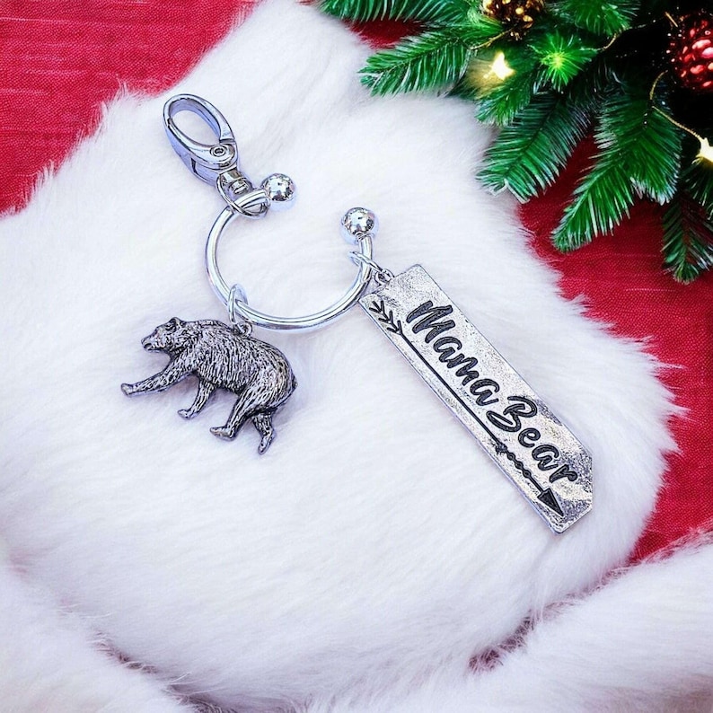Mama Bear Keychain/Purse Clip - - LadybugfeetDesigns -