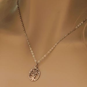 Tree of Life Rose Gold necklace earrings set,18 inch - - LadybugfeetDesigns -