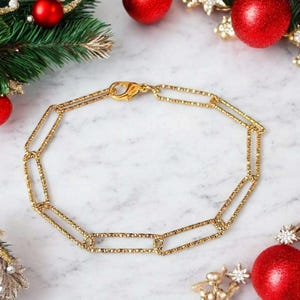 Diamond Cut Gold Paperclip Chain Bracelet - - LadybugfeetDesigns -