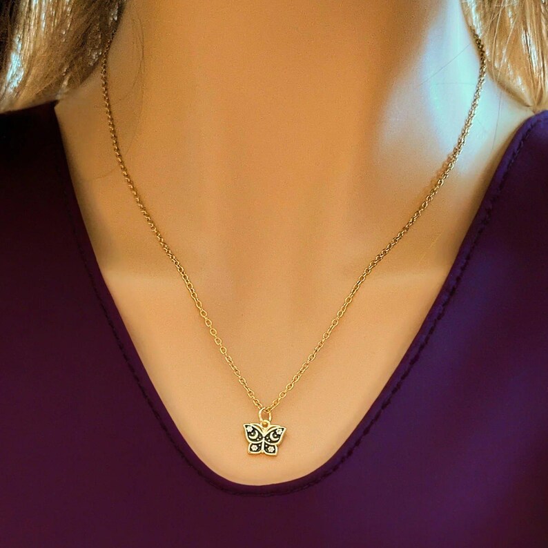 Celestial Butterfly necklace, Gold- 20 inch - - LadybugfeetDesigns -